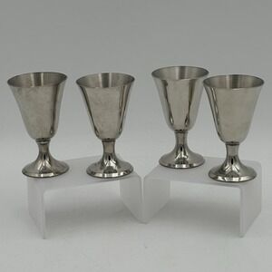 VTG Stieff Pewter P57 Goblets‎ Set of 4 Colonial 3.75" Wine Cups USA Mid Century